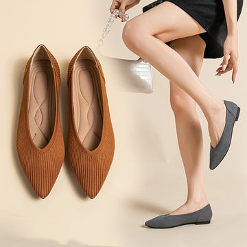 Summer New Flying Woven Princess Soft Bottom Pointed Toe Shallow Mouth Female Versatile Single-layer Shoes