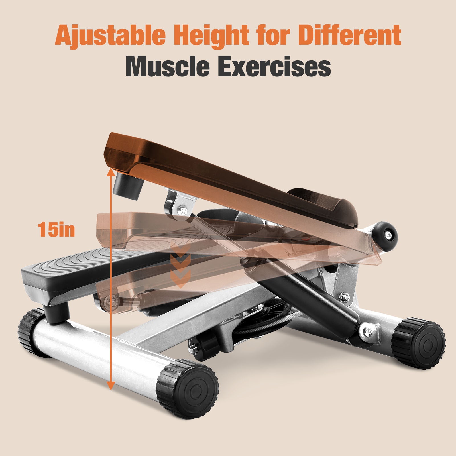 Steppers for Exercise, Stair Stepper with Resistance Bands, Mini Stepper with 300LBS Loading Capacity, Hydraulic Fitness Stepper with LCD Monitor