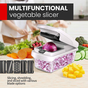 ullstar The Original Pro Chopper - Vegetable Chopper and Spiralizer, Food Chopper with Container, Fruit Slicer, Kitchen Gadgets & Accessories, Home Essentials (4 in 1, White)