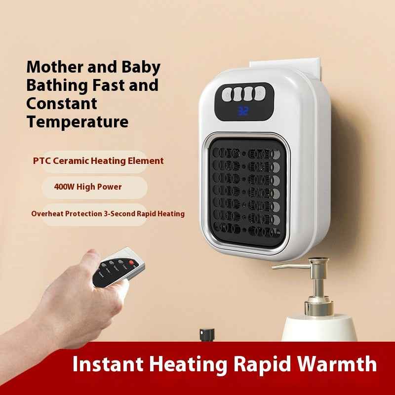 Wall Mounted Portable Small Electric Heater With Remote Control, Adjustable Silent Thermostat Suitable For Winter Home Offices Bathroom
