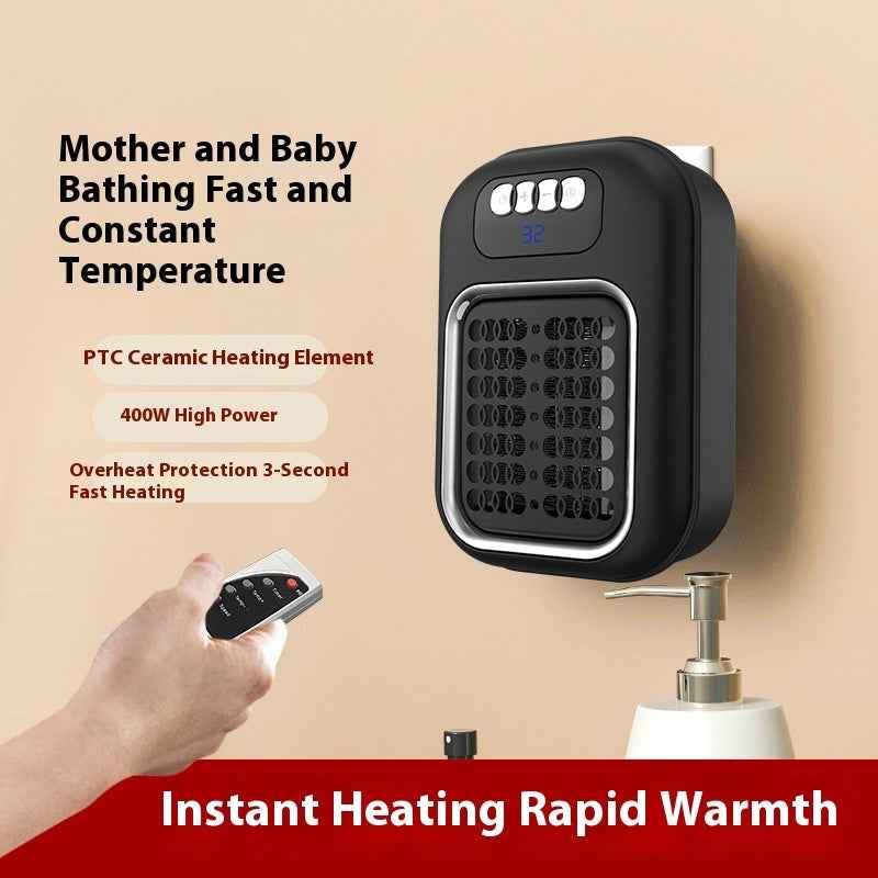 Wall Mounted Portable Small Electric Heater With Remote Control, Adjustable Silent Thermostat Suitable For Winter Home Offices Bathroom