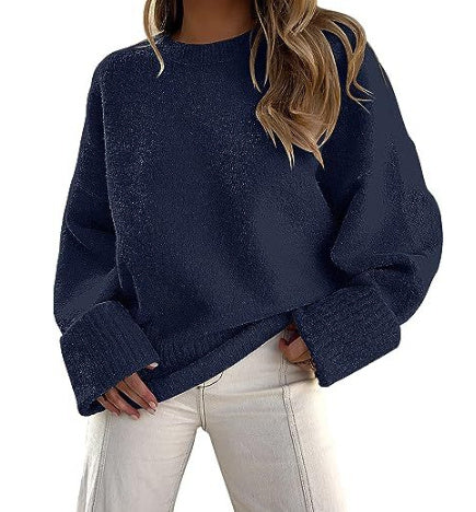 Women's Fashion Casual Round Neck Long Sleeve Plush Sweater Top