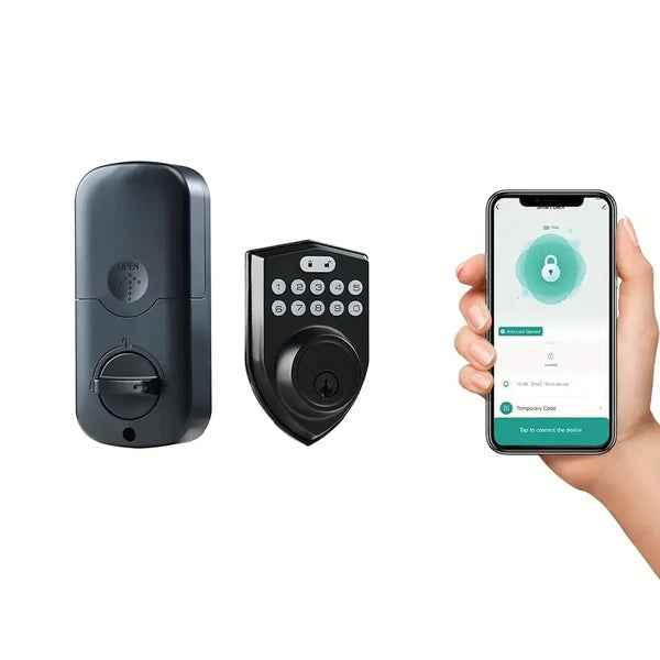 keyless Entry Door Lock deadbolt with Handle Set- Front Door Fingerprint Smart Locks with 2 Lever Handles-Keypad Code Deadbolt -App Control,Auto Lock,Easy to Install