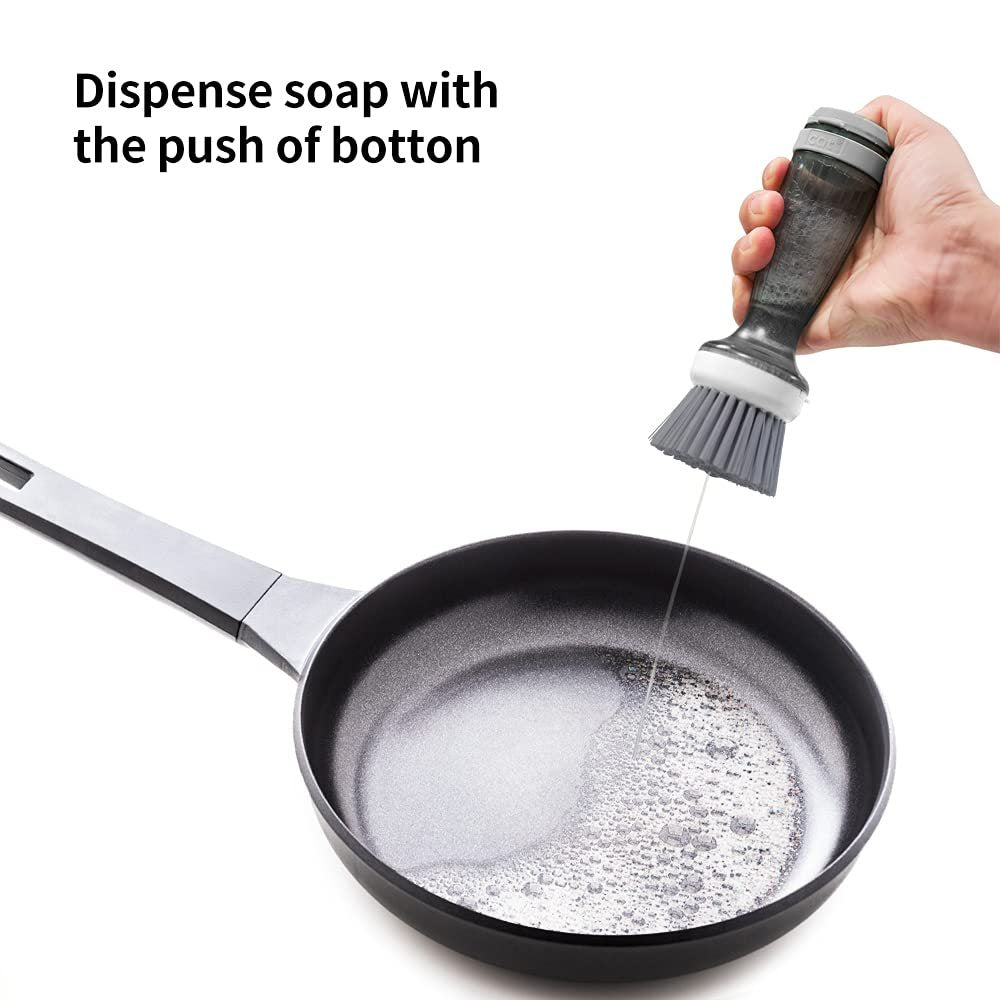 MR.SIGA Soap Dispensing Dish Brush Storage Set, Kitchen Brush with Holder for Pot Pan Sink Cleaning