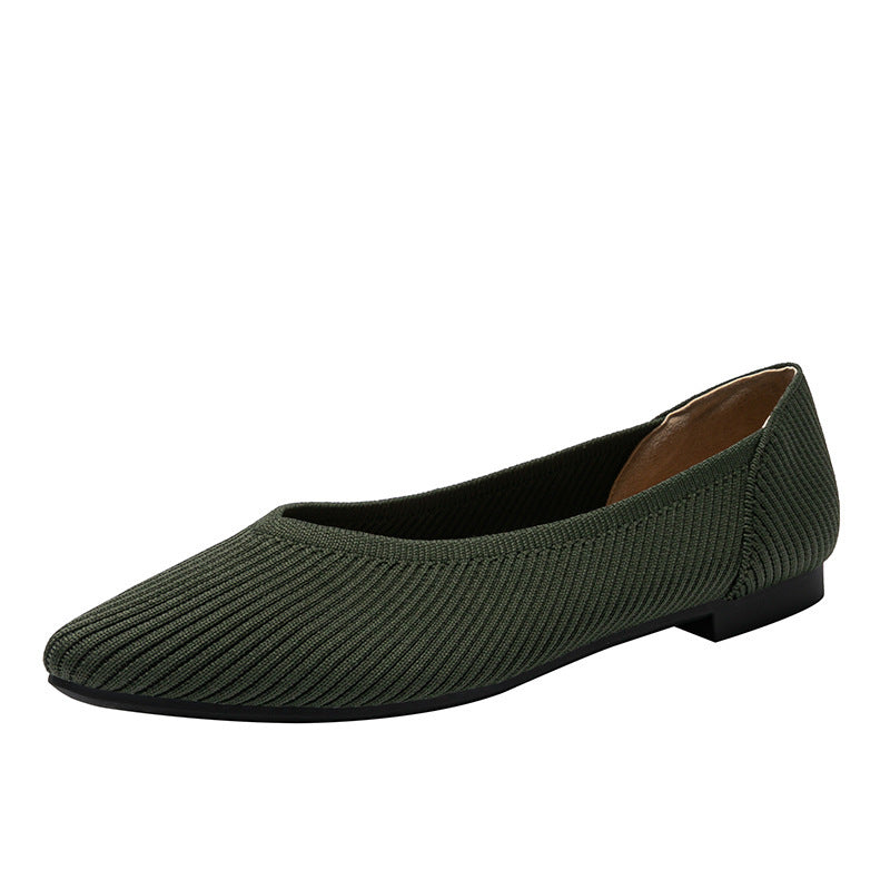 Summer New Flying Woven Princess Soft Bottom Pointed Toe Shallow Mouth Female Versatile Single-layer Shoes