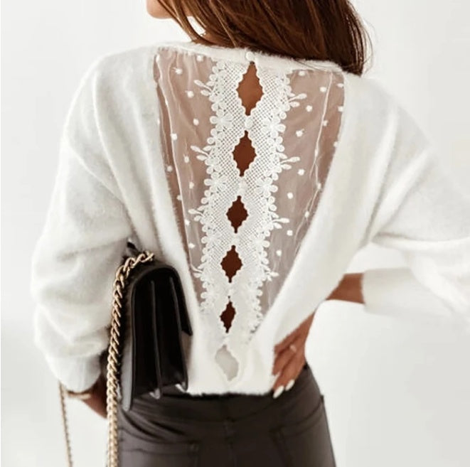 Lace knit sweater