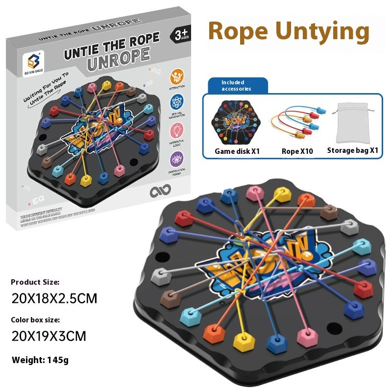 Rope Untangling Puzzle Game, Educational Strategy Board Game for Kids & Adults, Family Travel Party Games with Multi-Level Challenges, Gifts for All Ages(Large)