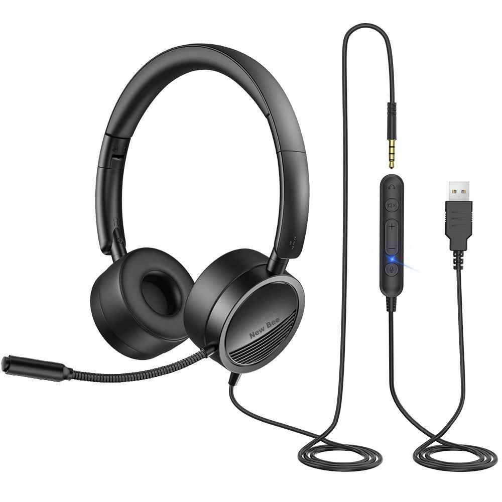 New Bee USB Telephone Headset Computer Wire Control Headset