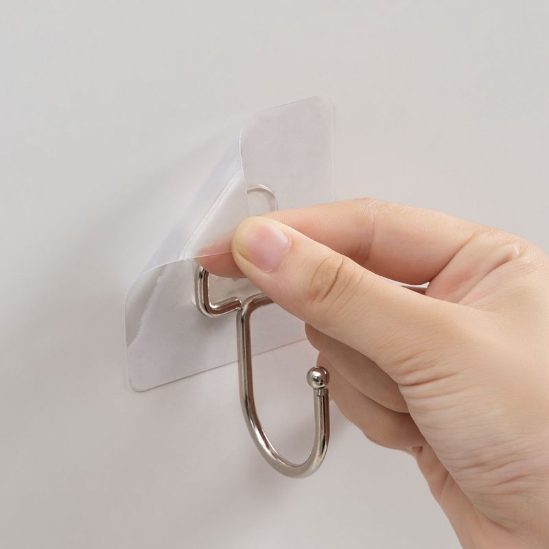 Large Adhesive Hooks for Hanging Heavy Duty Wall Hooks Self Adhesive Towel Coat Hooks Waterproof Transparent Hook for Bathroom Shower Kitchen Keys Door Outdoor Home Improvement Utility Hook 12 Pack
