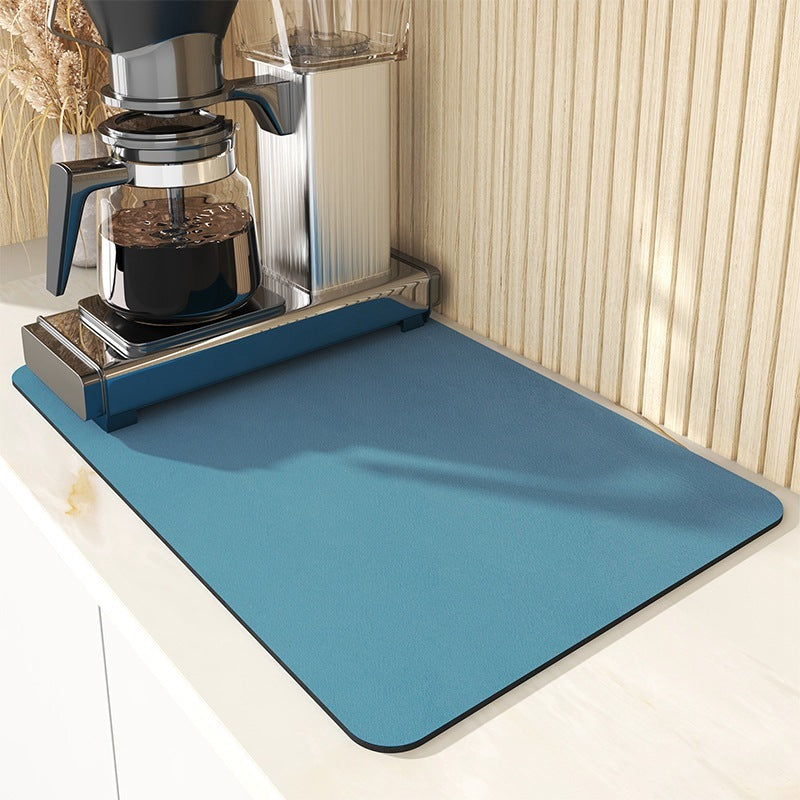 Dish Drying Mat for Kitchen Counter, 12"x19" Dish Drying Pad with Non-slip Rubber Backed, Hide Stain Anti Absorbent for Kitchen Counter, Drying Mat for Coffee Machine Dish Rack (Grey)