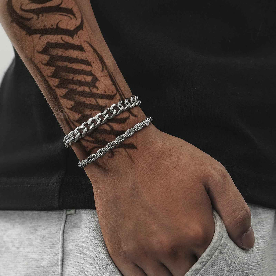 Mens Bracelet Silver Bracelets for Men Boyfriend as Stainless Steel Bracelet Boys Bracelets, Silver Cuban Link Bracelet for Men as Waterproof Silver Bracelet Men Jewelry Men Accessories