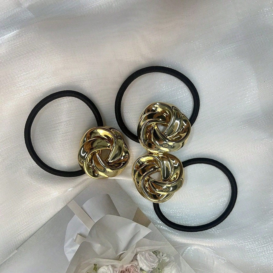 Metal Rose Simple Hair Accessory For Ponytail Hair Rope
