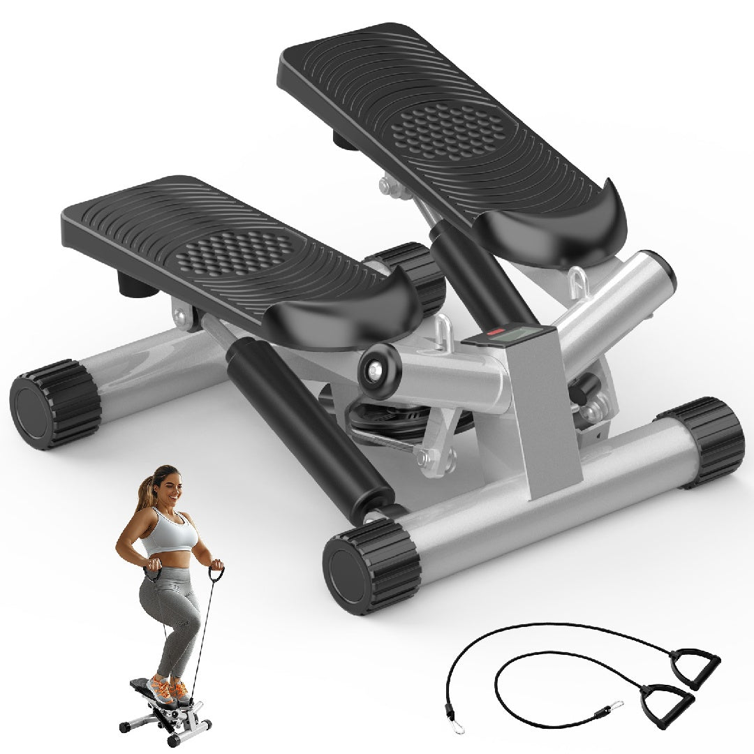 Steppers for Exercise, Stair Stepper with Resistance Bands, Mini Stepper with 300LBS Loading Capacity, Hydraulic Fitness Stepper with LCD Monitor