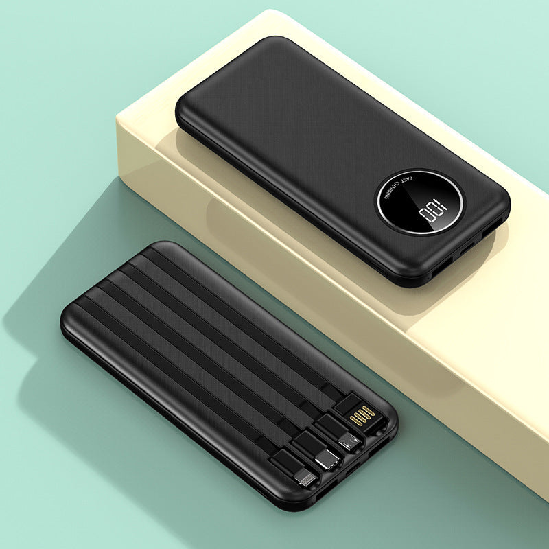 Portable Charger with Built-in Cables 10000mAh Power Bank for iPhone Slim Fast Charge USB C Battery Pack Travel Essentials Powerbank Compatible with iPhone, Samsung, Android, etc