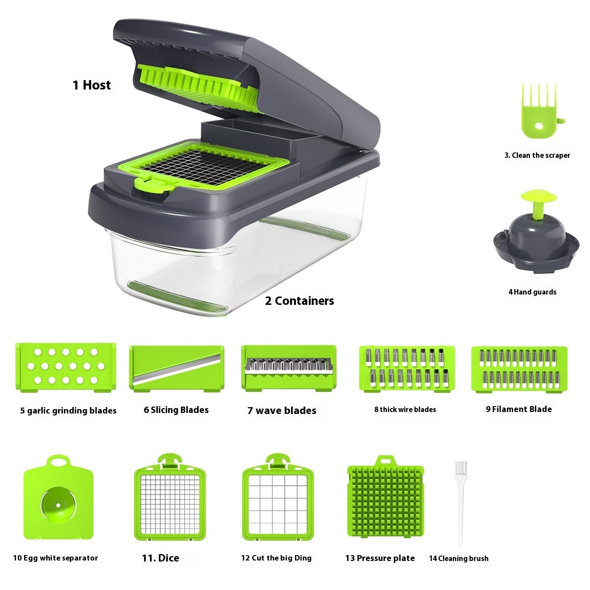 ullstar The Original Pro Chopper - Vegetable Chopper and Spiralizer, Food Chopper with Container, Fruit Slicer, Kitchen Gadgets & Accessories, Home Essentials (4 in 1, White)