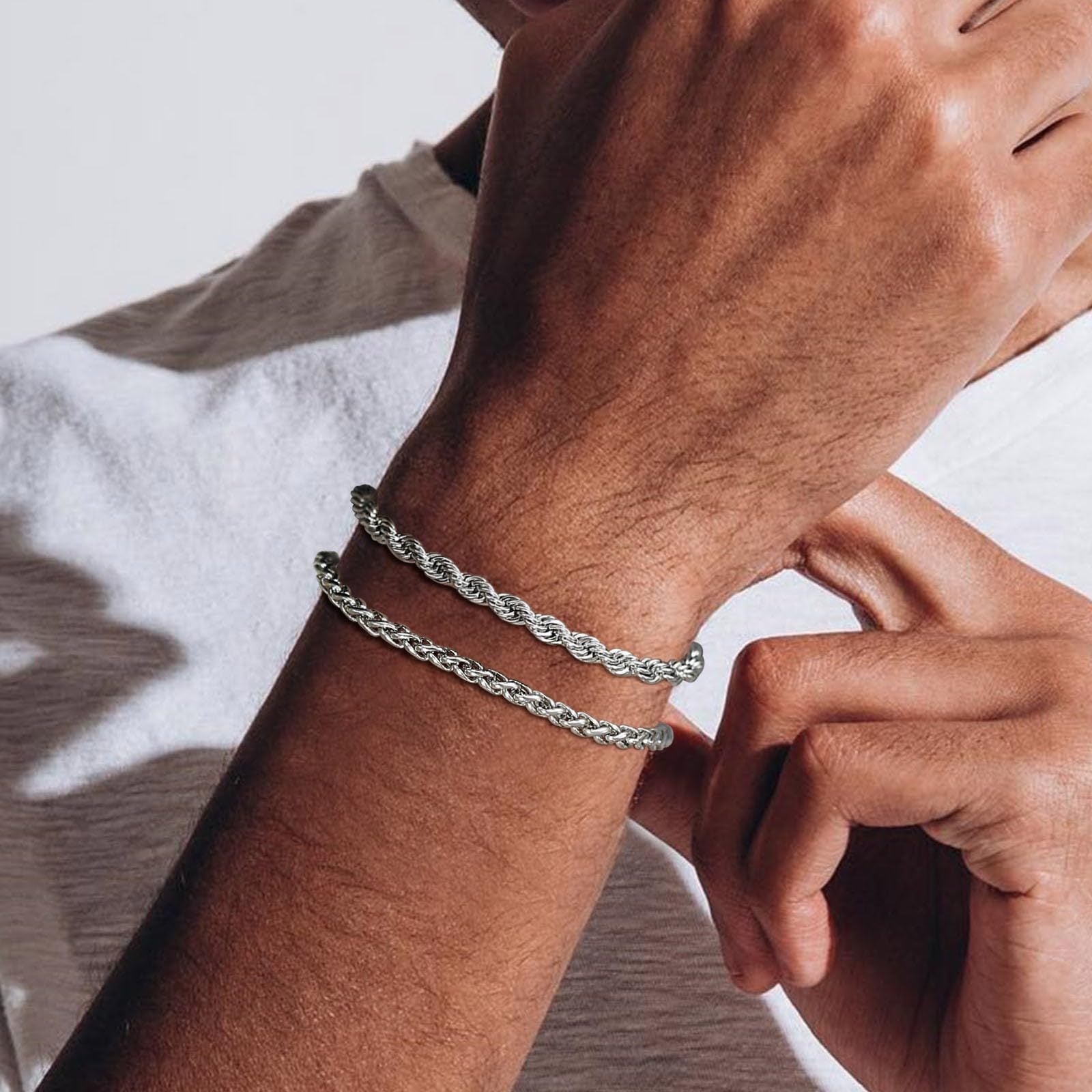 Mens Bracelet Silver Bracelets for Men Boyfriend as Stainless Steel Bracelet Boys Bracelets, Silver Cuban Link Bracelet for Men as Waterproof Silver Bracelet Men Jewelry Men Accessories