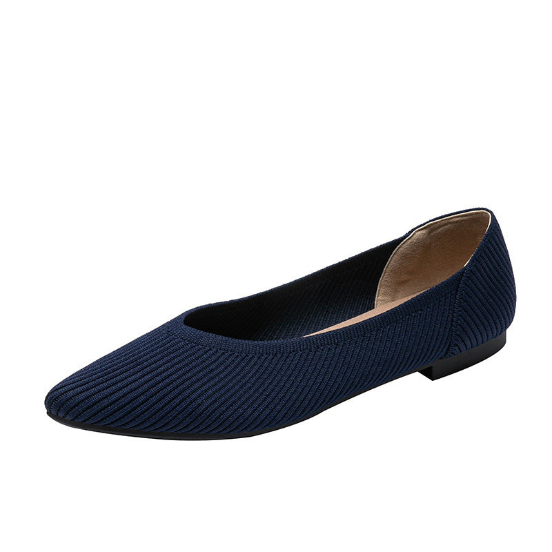 Summer New Flying Woven Princess Soft Bottom Pointed Toe Shallow Mouth Female Versatile Single-layer Shoes