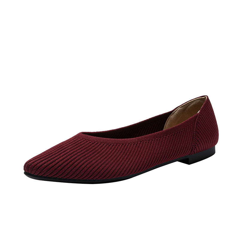 Summer New Flying Woven Princess Soft Bottom Pointed Toe Shallow Mouth Female Versatile Single-layer Shoes