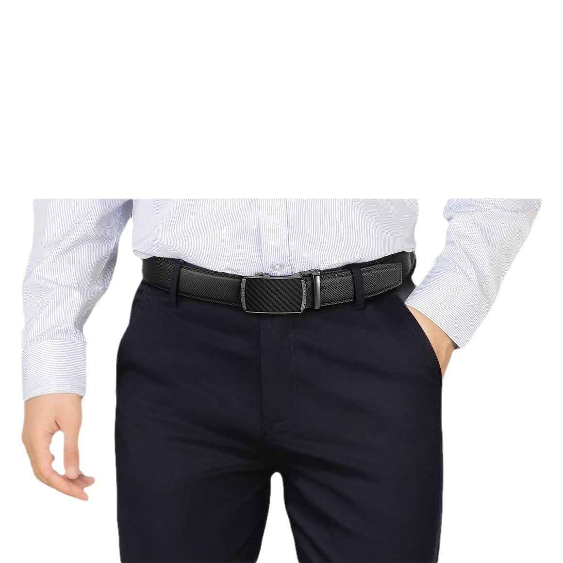 Men's Premium  Leather Belt Versatile Cowhide Automatic Buckle