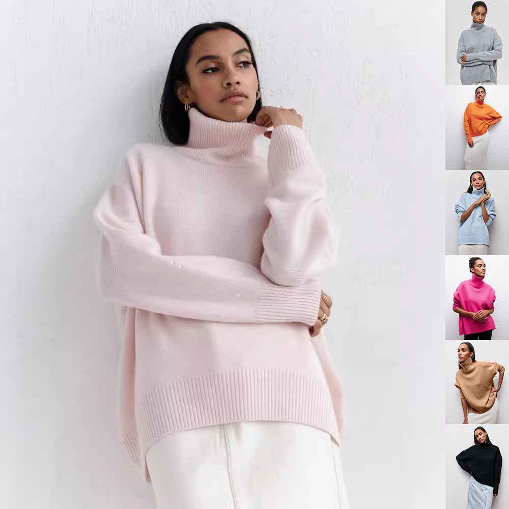 Winter Turtleneck Sweater Ins Solid Color Long Sleeve Pullover Top Women's Clothing