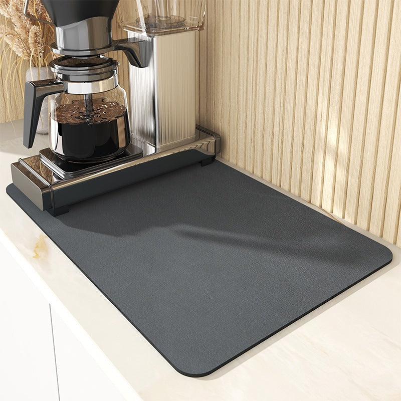 Dish Drying Mat for Kitchen Counter, 12"x19" Dish Drying Pad with Non-slip Rubber Backed, Hide Stain Anti Absorbent for Kitchen Counter, Drying Mat for Coffee Machine Dish Rack (Grey)