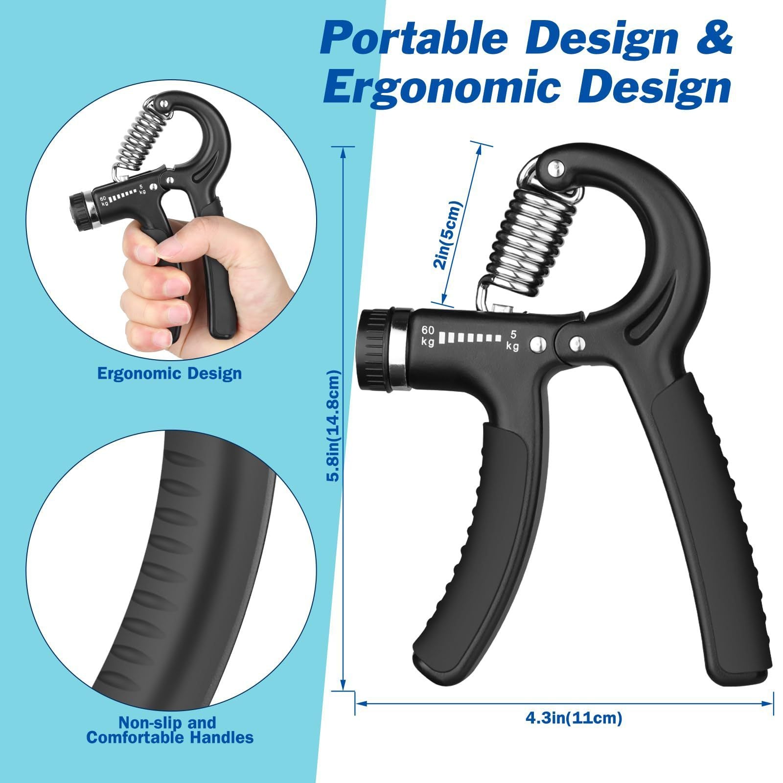 Grip Strengthener Forearm Strengthener Hand Grips Strengthener Kit - 5 Pack Adjustable Resistance