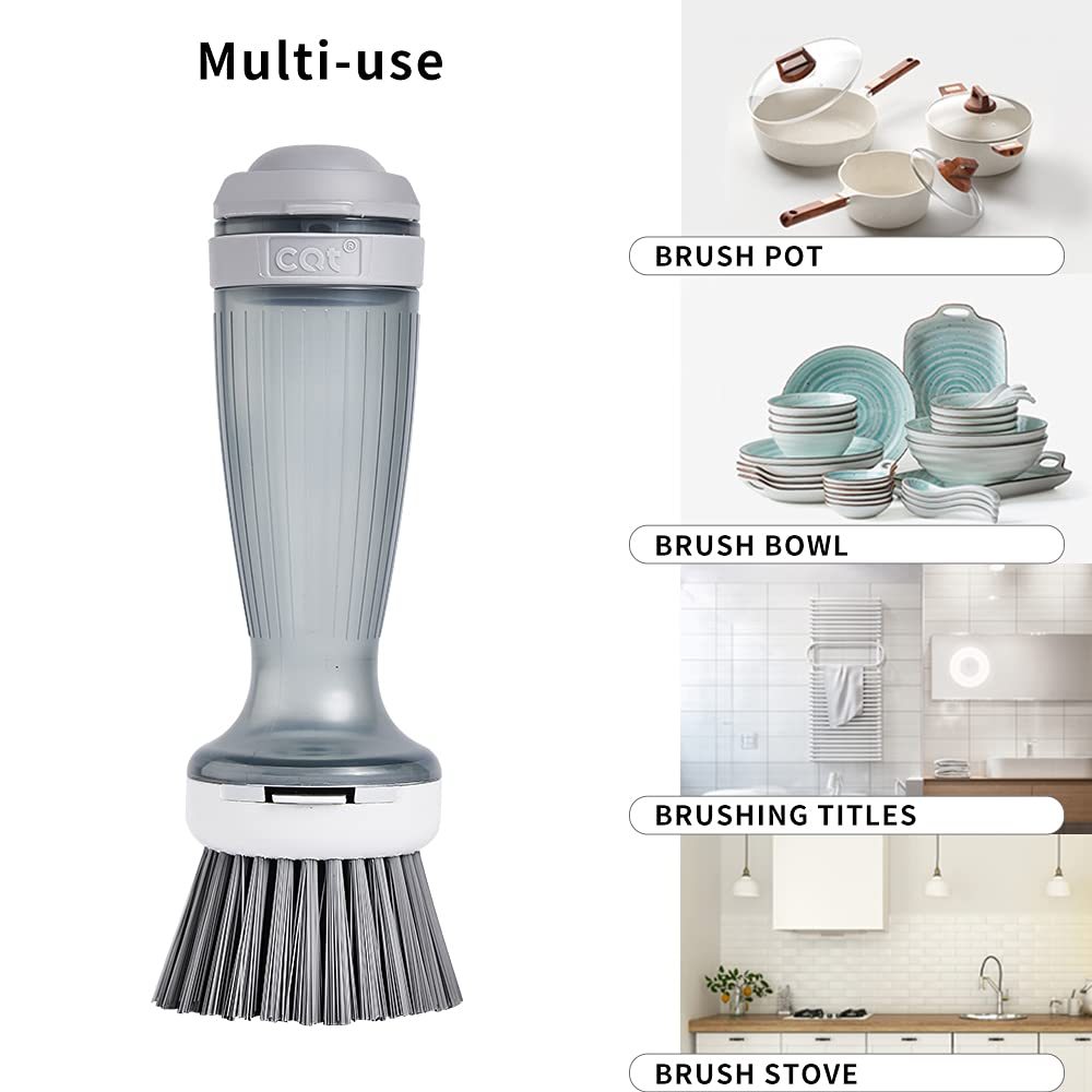 MR.SIGA Soap Dispensing Dish Brush Storage Set, Kitchen Brush with Holder for Pot Pan Sink Cleaning