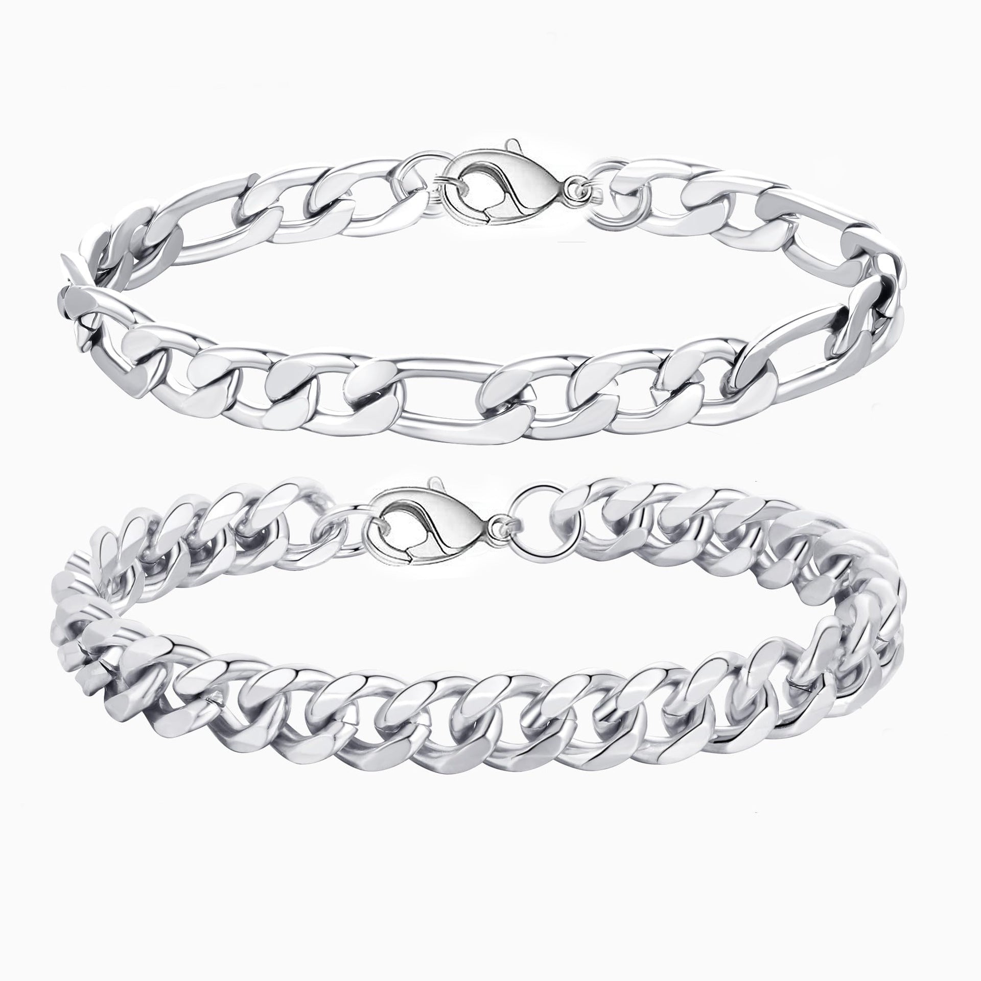Mens Bracelet Silver Bracelets for Men Boyfriend as Stainless Steel Bracelet Boys Bracelets, Silver Cuban Link Bracelet for Men as Waterproof Silver Bracelet Men Jewelry Men Accessories
