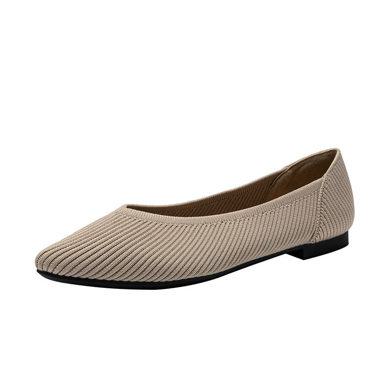 Summer New Flying Woven Princess Soft Bottom Pointed Toe Shallow Mouth Female Versatile Single-layer Shoes