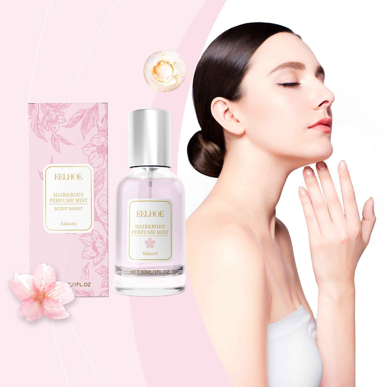 EELHOE Cherry Blossom Body Hair Eau De Parfum Spray Elegant Dating Atmosphere Natural Niche Eau De Parfum Spray