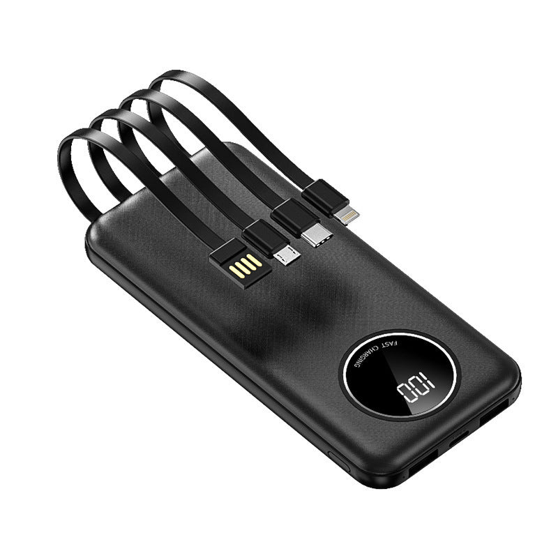 Portable Charger with Built-in Cables 10000mAh Power Bank for iPhone Slim Fast Charge USB C Battery Pack Travel Essentials Powerbank Compatible with iPhone, Samsung, Android, etc