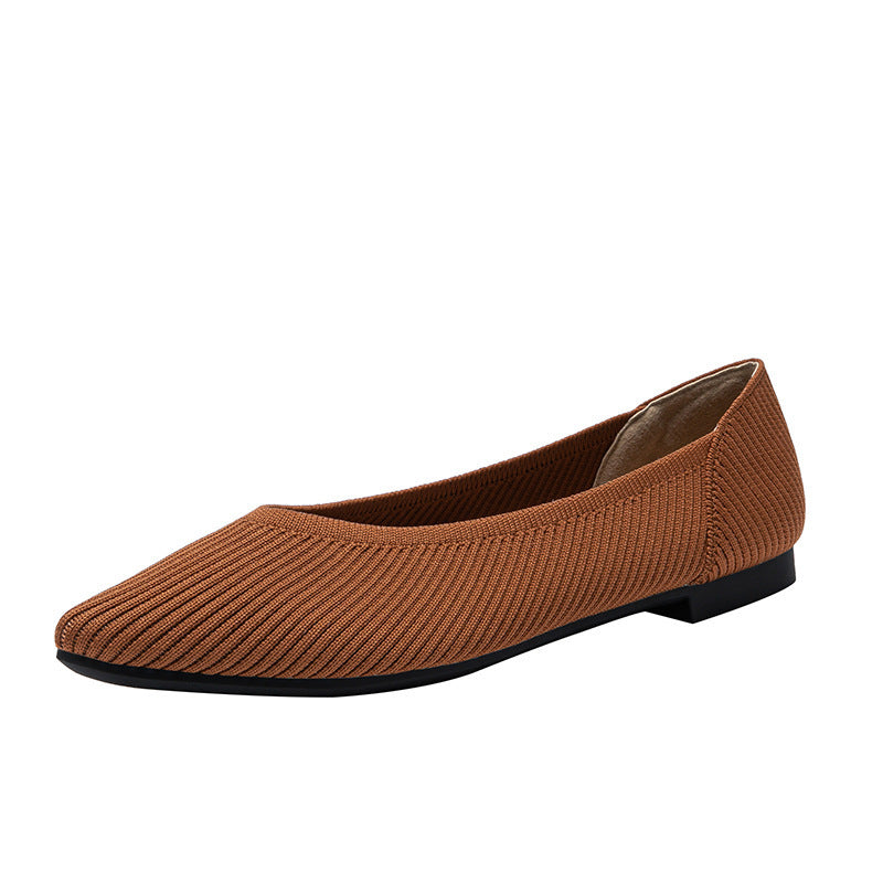 Summer New Flying Woven Princess Soft Bottom Pointed Toe Shallow Mouth Female Versatile Single-layer Shoes