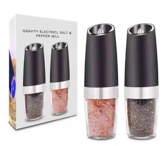 CIRCLE JOY Gravity Electric Salt and Pepper Grinder Set Automatic Salt and Pepper Grinder Set with LED Light, Battery Operated, Adjustable Coarseness, Large Capacity, for Home Kitchen BBQ
