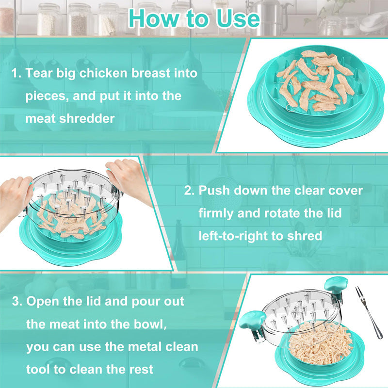 Chicken Shredder Tool Twist for Kitchen, Manual Chicken Breast Grinder Machine for Ground Food, Meat & Vegetables (Elegant Black)