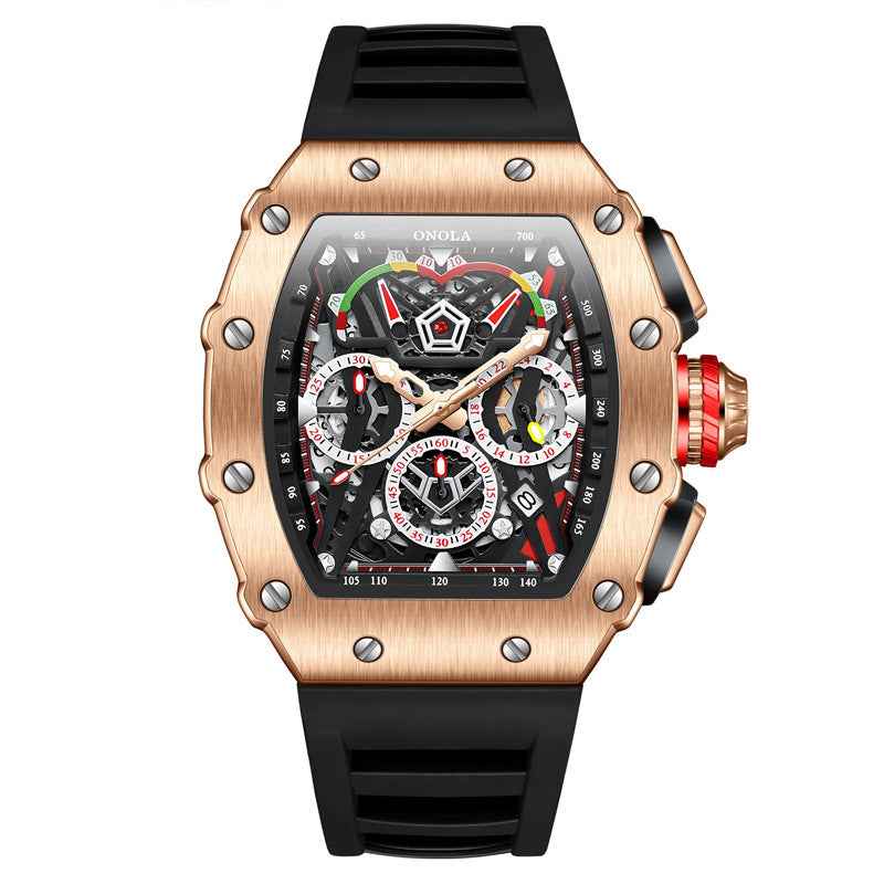New ONOLA Multi-functional Sports Waterproof Quartz Men's Watch Silicone With Watch