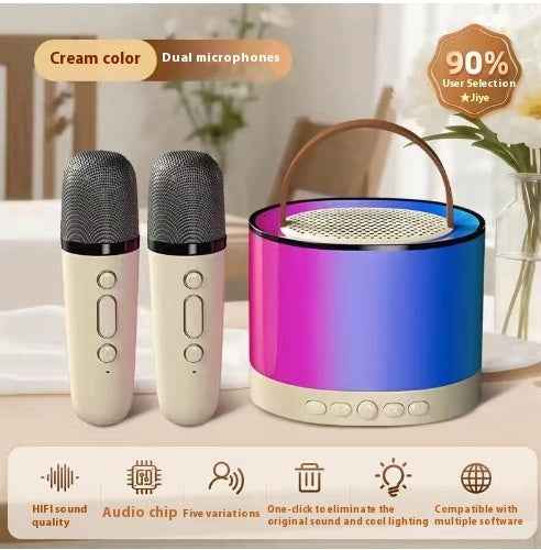 Mini Karaoke Machine with 2 Wireless Microphones, TOP Kids Gifts for Girls Ages 3, 4, 5, 6, 7, 8, 9,10,11,12 +Year Old, 4-12 Years Old Birthday Toy Gift for Girls Boys Party (Purple)