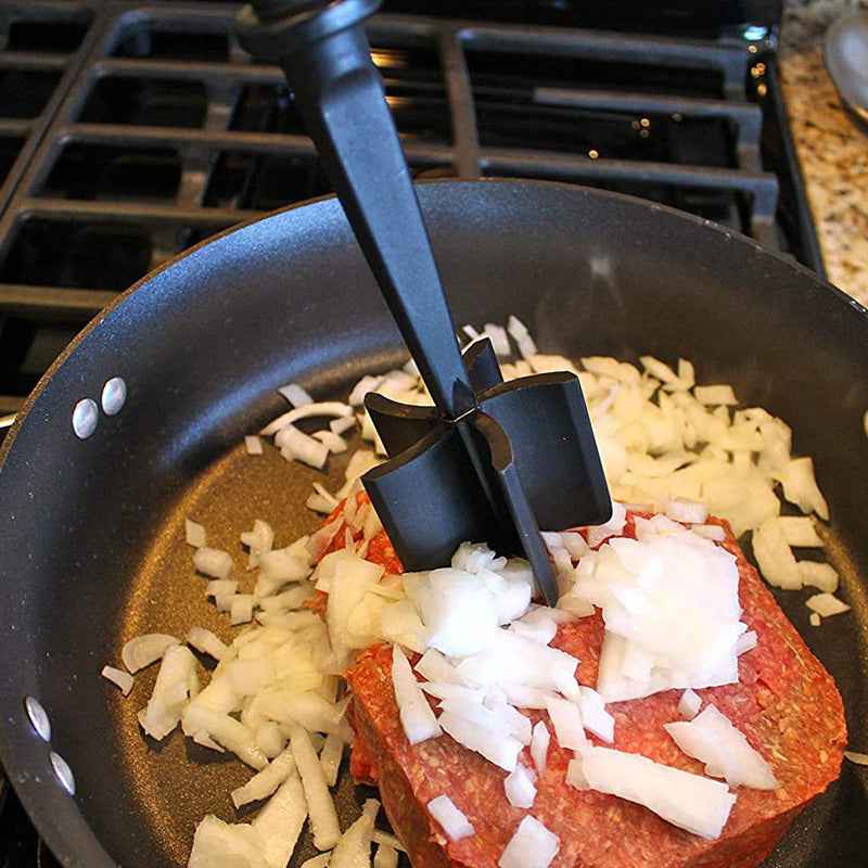 Meat Chopper, Hamburger Grinder, Premium Heat Resistant Smasher for Ground Beef, Burger Grinder Nylon Potato Mix Tool-Black