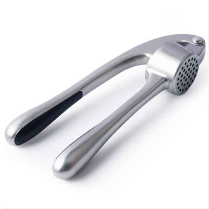 Zulay Kitchen Premium Garlic Press Set - Rust Proof & Dishwasher Safe Professional Garlic Mincer Tool - Easy-Squeeze, Easy-Clean with Soft, Ergonomic Handle - Silicone Garlic Peeler & Brush (Silver