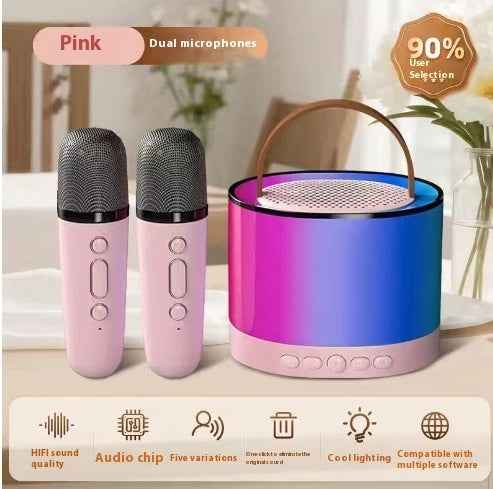 Mini Karaoke Machine with 2 Wireless Microphones, TOP Kids Gifts for Girls Ages 3, 4, 5, 6, 7, 8, 9,10,11,12 +Year Old, 4-12 Years Old Birthday Toy Gift for Girls Boys Party (Purple)