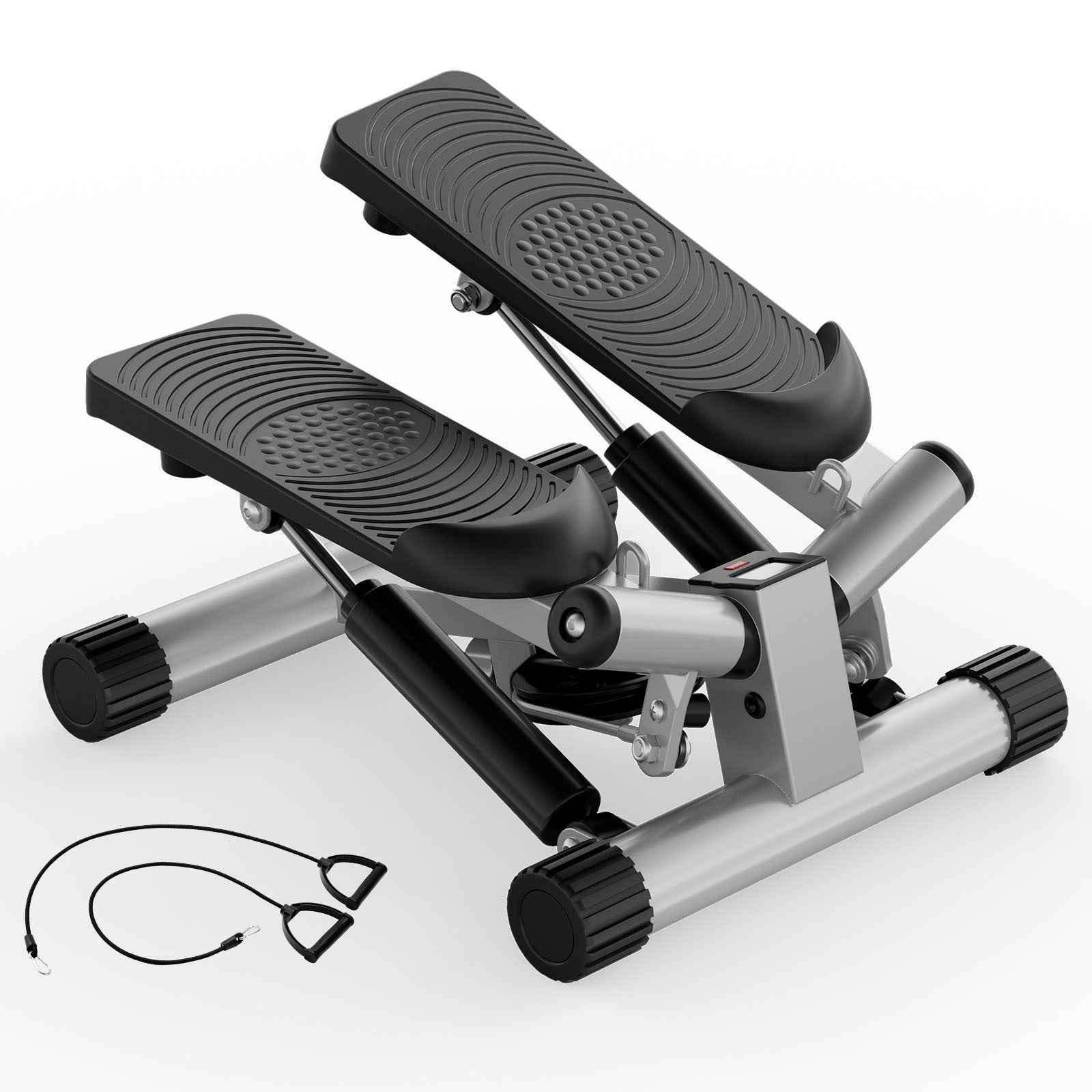 Steppers for Exercise, Stair Stepper with Resistance Bands, Mini Stepper with 300LBS Loading Capacity, Hydraulic Fitness Stepper with LCD Monitor