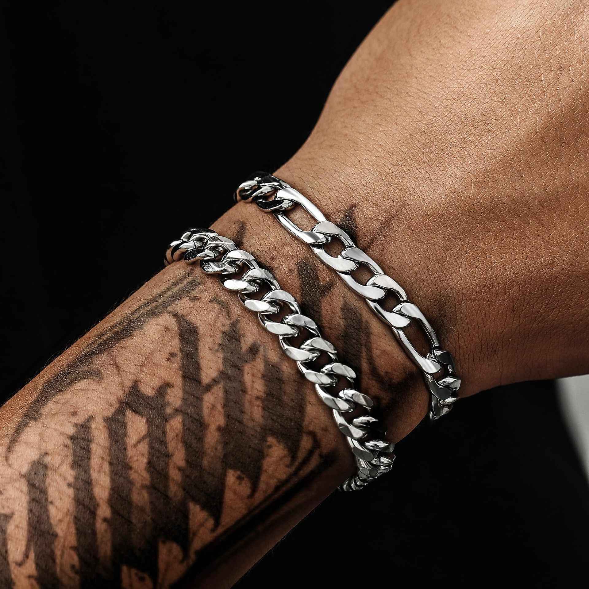 Mens Bracelet Silver Bracelets for Men Boyfriend as Stainless Steel Bracelet Boys Bracelets, Silver Cuban Link Bracelet for Men as Waterproof Silver Bracelet Men Jewelry Men Accessories