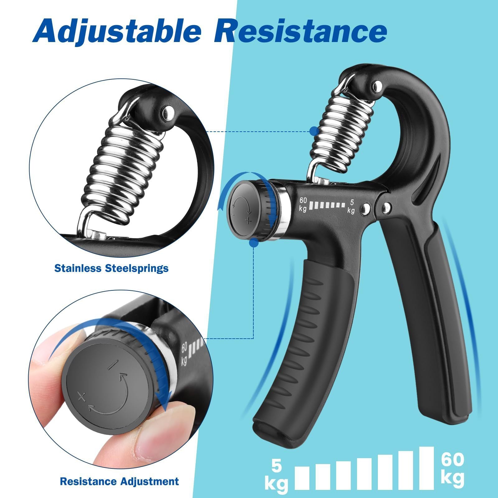 Grip Strengthener Forearm Strengthener Hand Grips Strengthener Kit - 5 Pack Adjustable Resistance