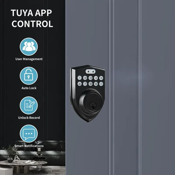 keyless Entry Door Lock deadbolt with Handle Set- Front Door Fingerprint Smart Locks with 2 Lever Handles-Keypad Code Deadbolt -App Control,Auto Lock,Easy to Install