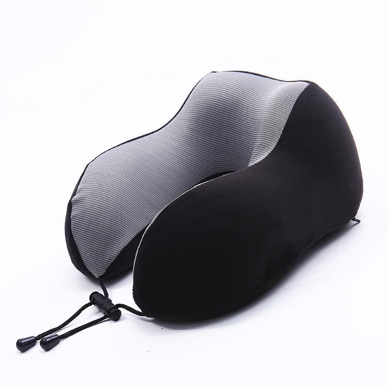 Pillow 100% Pure Memory Foam Neck Pillow, Comfortable & Breathable Cover, Machine Washable, Airplane Travel Kit with 3D Contoured Eye Masks, Earplugs, and Luxury Bag, Standard (Black)