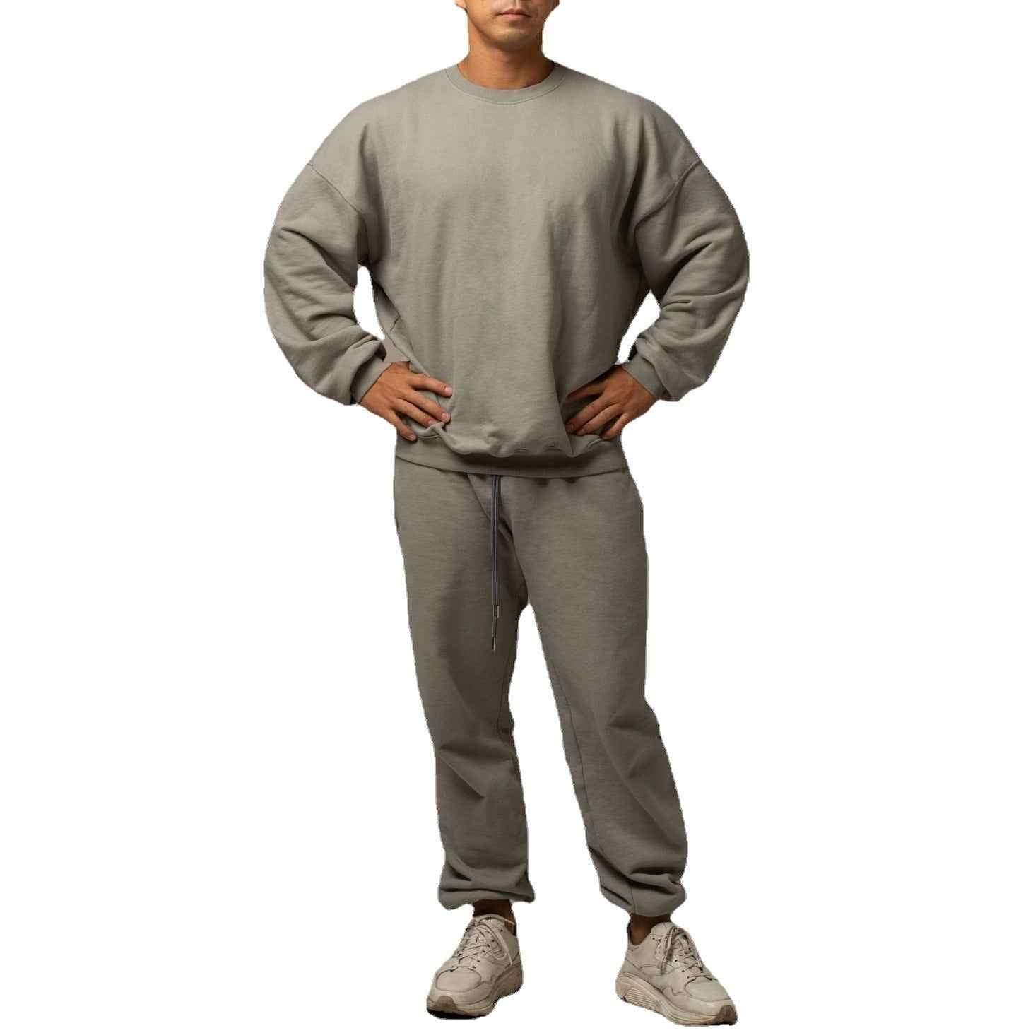 Men's Sports Leisure Running Thick Long Sleeve Hoodless Loose Embroidered Hoodie Pants