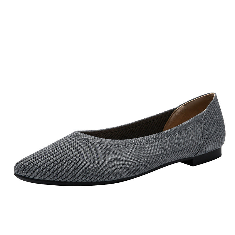 Summer New Flying Woven Princess Soft Bottom Pointed Toe Shallow Mouth Female Versatile Single-layer Shoes