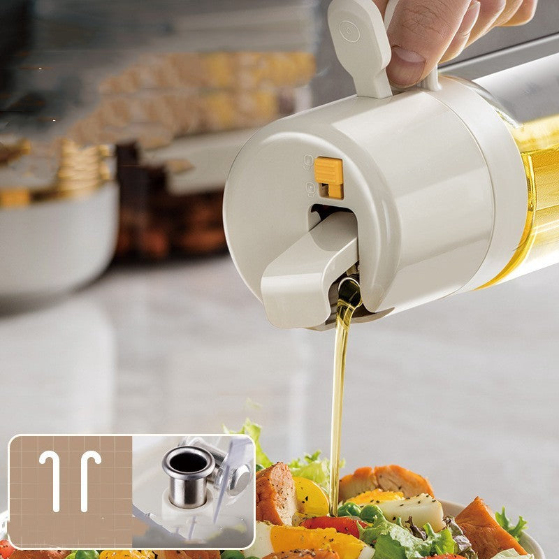 TrendPlain 16oz/470ml Glass Olive Oil Sprayer for Cooking – 2 in 1 Olive Oil Dispenser Bottle for Kitchen Gadgets and Air Fryer Accessories, Salad, BBQ - Black