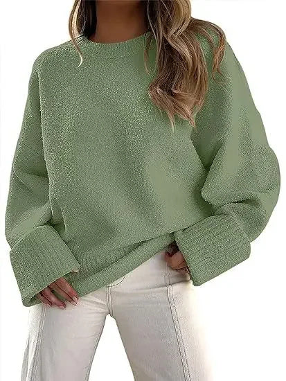Women's Fashion Casual Round Neck Long Sleeve Plush Sweater Top