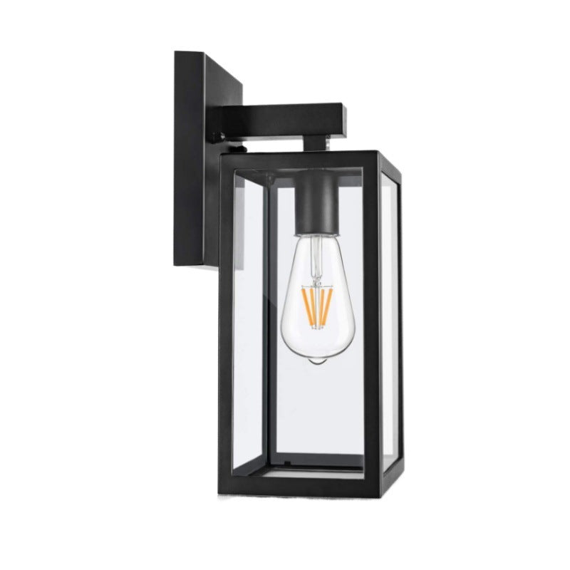 Outdoor Wall Light Fixtures, Exterior Waterproof Lanterns, Porch Sconces Wall Mounted Lighting with E26 Sockets & Glass Shades, Modern Matte Black Wall Lamps for Patio Front Door Entryway, 2-Pack