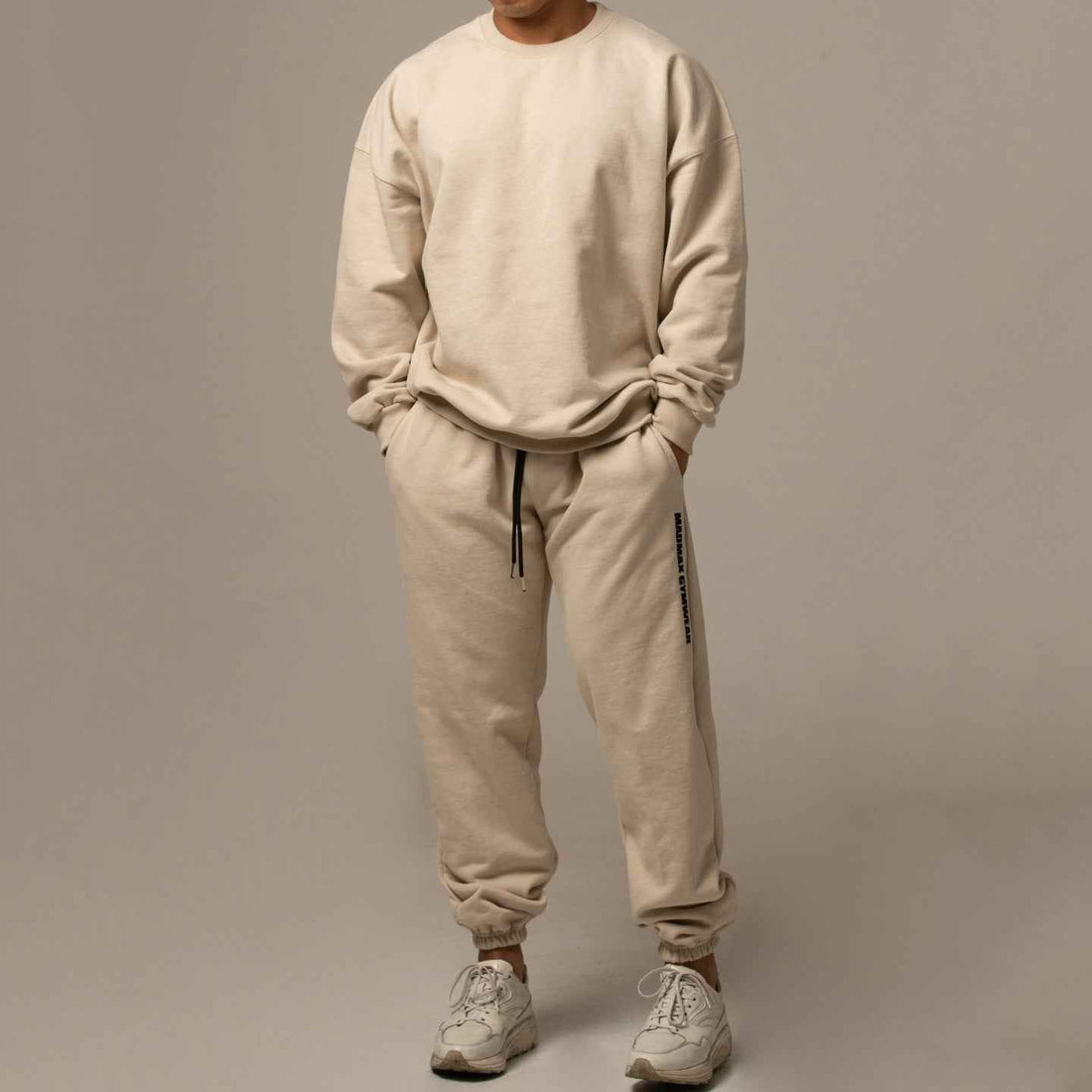 Men's Sports Leisure Running Thick Long Sleeve Hoodless Loose Embroidered Hoodie Pants